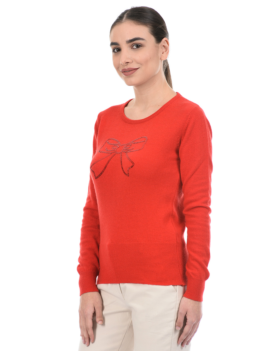 Species Women Red Embellished Sweater